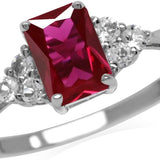 Octagon Cut Ruby Ring | White Gold