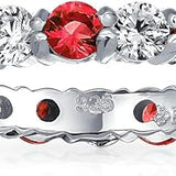Ruby and White Stone Band Ring | White Gold