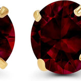 Ruby Round Stud Earrings | Gold