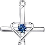 Sapphire Cross Necklace | White Gold