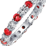 Ruby and White Stone Band Ring | White Gold