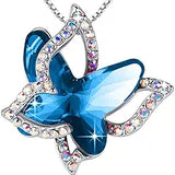 Sapphire Butterfly Necklace | White Gold