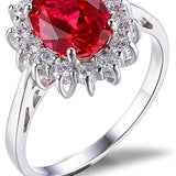 Classic Ruby Halo Ring | White Gold