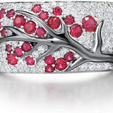 Ruby Blossom Tree Ring | White Gold