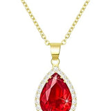 Ruby Teardrop Pendant Necklace | Gold