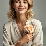 Sapphire Rose Heart Necklace | White Gold