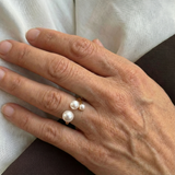 Adjustable Triple Freshwater Pearl Ring