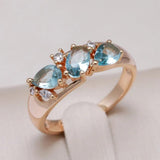 Elegant Blue Vintage Zirconia Ring in Gold