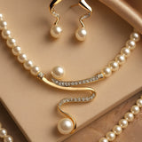 Natural Pearl Necklace + Earrings Set