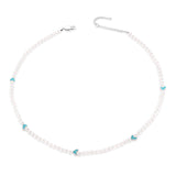 Pearl Choker Necklace with Heart Charms