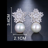 Zircon Star Pearl Charm Earrings