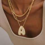 Bubble letter initial necklace | Gold