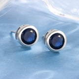 Sapphire Bezel Stud Earrings | White Gold