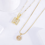 Moissanite letter initial necklace set | Gold