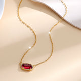 Classic Oval Ruby Necklace | Gold