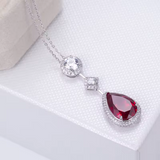 Red Crystal Silver Necklace