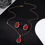 Retro Red Zircon Water Drop Jewelry Set