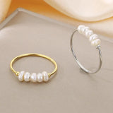 Gold Pearl Charm Ring