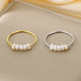 Gold Pearl Charm Ring
