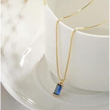Minimalist Sapphire Pendant Necklace | White Gold