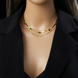 Sorella Gem Double-Layer Retro Necklace | Gold
