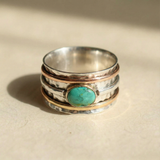 Valley - Vintage Gold and Silver Ring with Turquoise