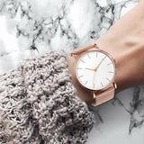 Minimalist Stainless Steel Mesh Quartz Watch