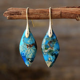Earthy Jasper & Gold Teardrop Earrings