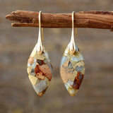 Earthy Jasper & Gold Teardrop Earrings